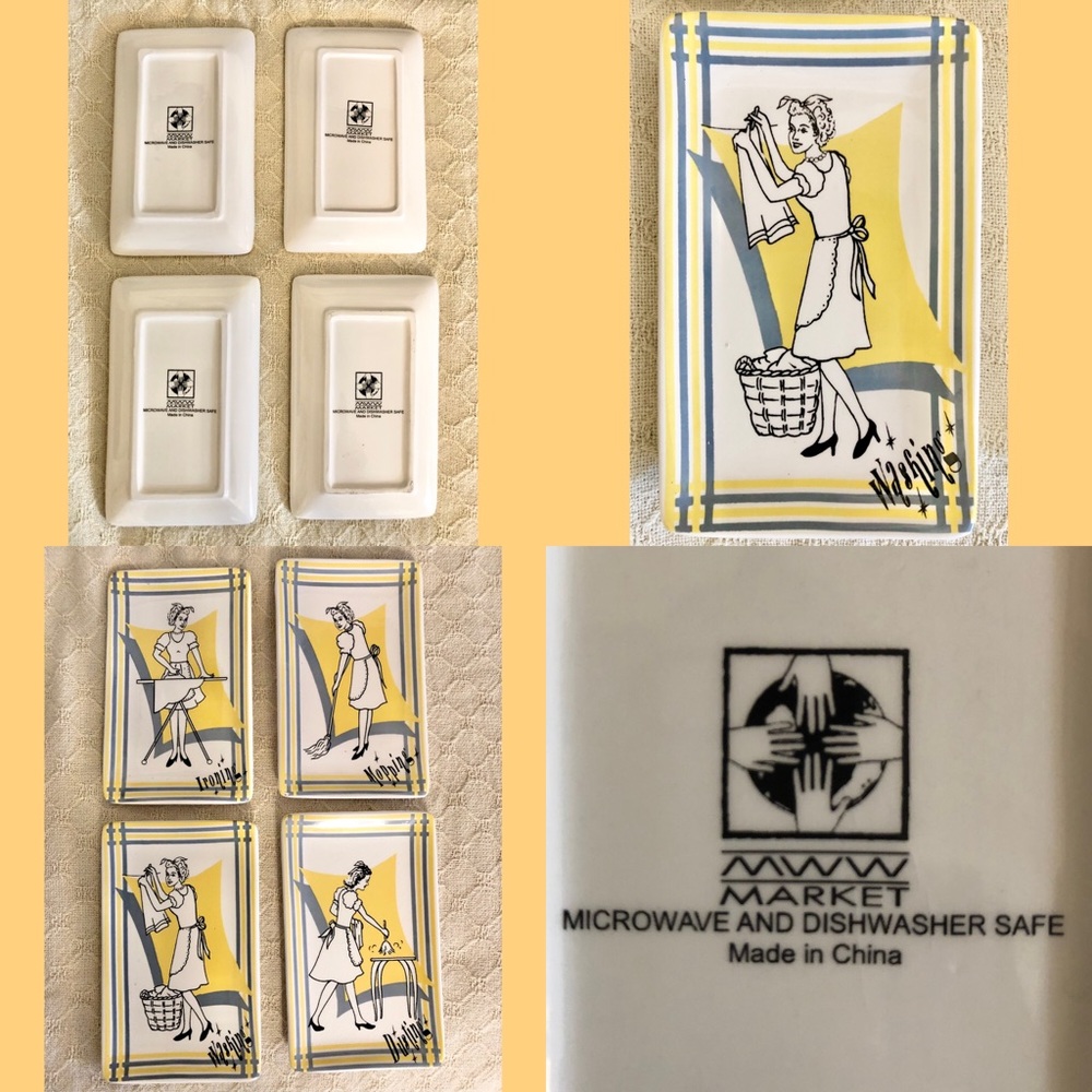 Vintage Vtg style kitsch atomic age mini plates